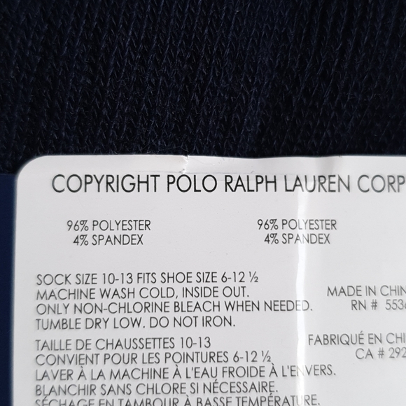 Polo Ralph Lauren 6pk classic sport crew socks big pony 6 pair 6-12 black - Picture 2 of 3